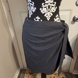 LOFT Gray Faux Wrap Skirt